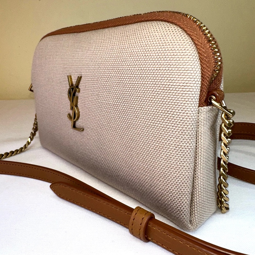 Saint Laurent NWT Gaby mini camera bag beige canvas tan leather Box dustbag COA - Picture 6 of 14